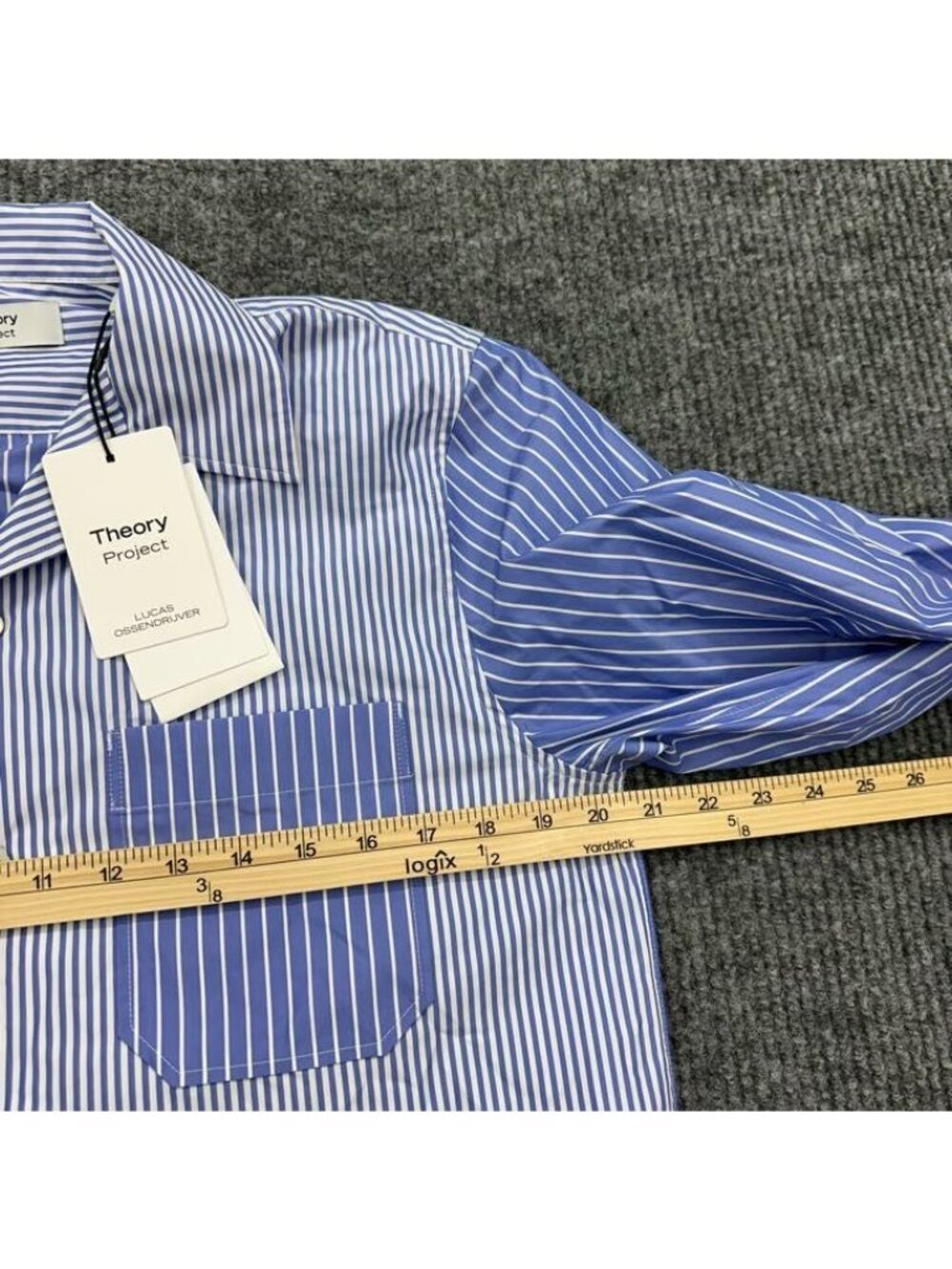Theory Project Long Sleeve Striped Button Up Shirt Colorblock Mens sz Small NEW - Picture 6 of 7